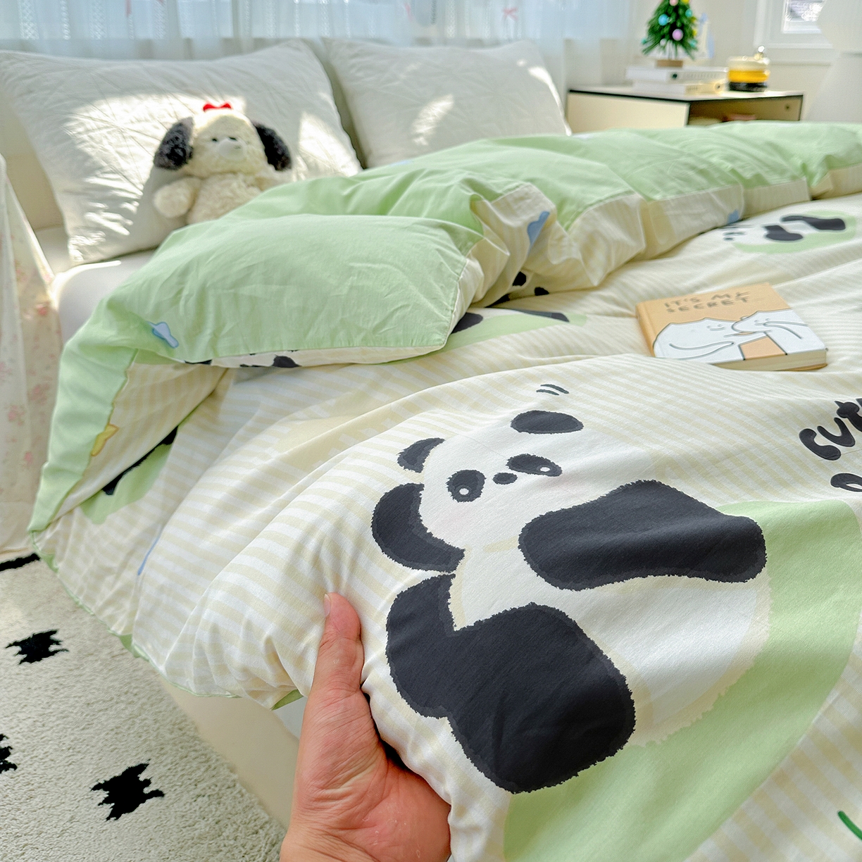 91家纺网 家纺一手货源 找家纺 恩泽家纺 2025新款全棉纯棉12868喷气印花系列被套单品被套单件单被套-第二批 小熊猫