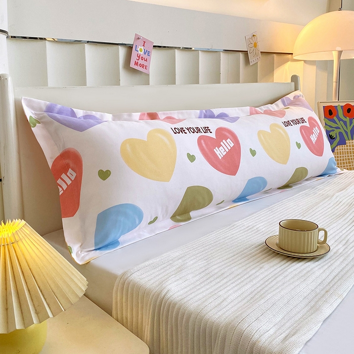 芯宜佳 2025新款小清新斜纹印花双人枕套 心情日记
