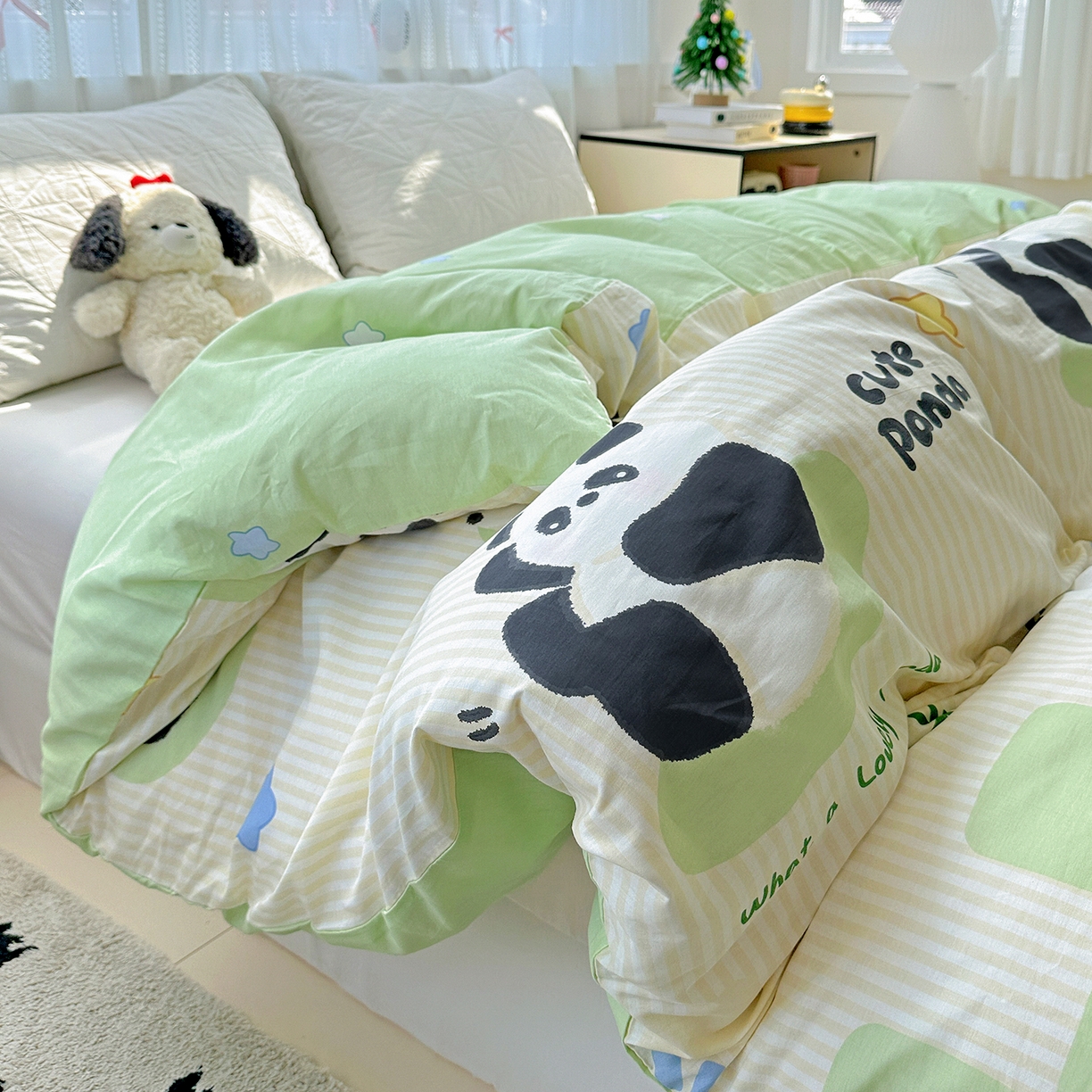 91家纺网 家纺一手货源 找家纺 恩泽家纺 2025新款全棉纯棉12868喷气印花系列被套单品被套单件单被套-第二批 小熊猫