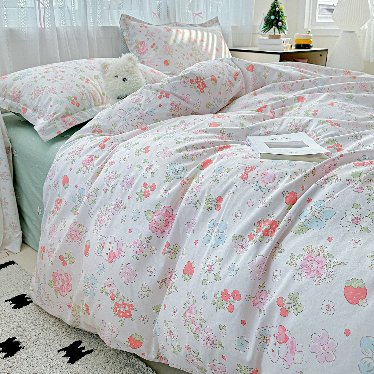 91家纺网 家纺一手货源 找家纺 恩泽家纺 2025新款全棉纯棉12868喷气印花系列四件套-第二批 宾果兔