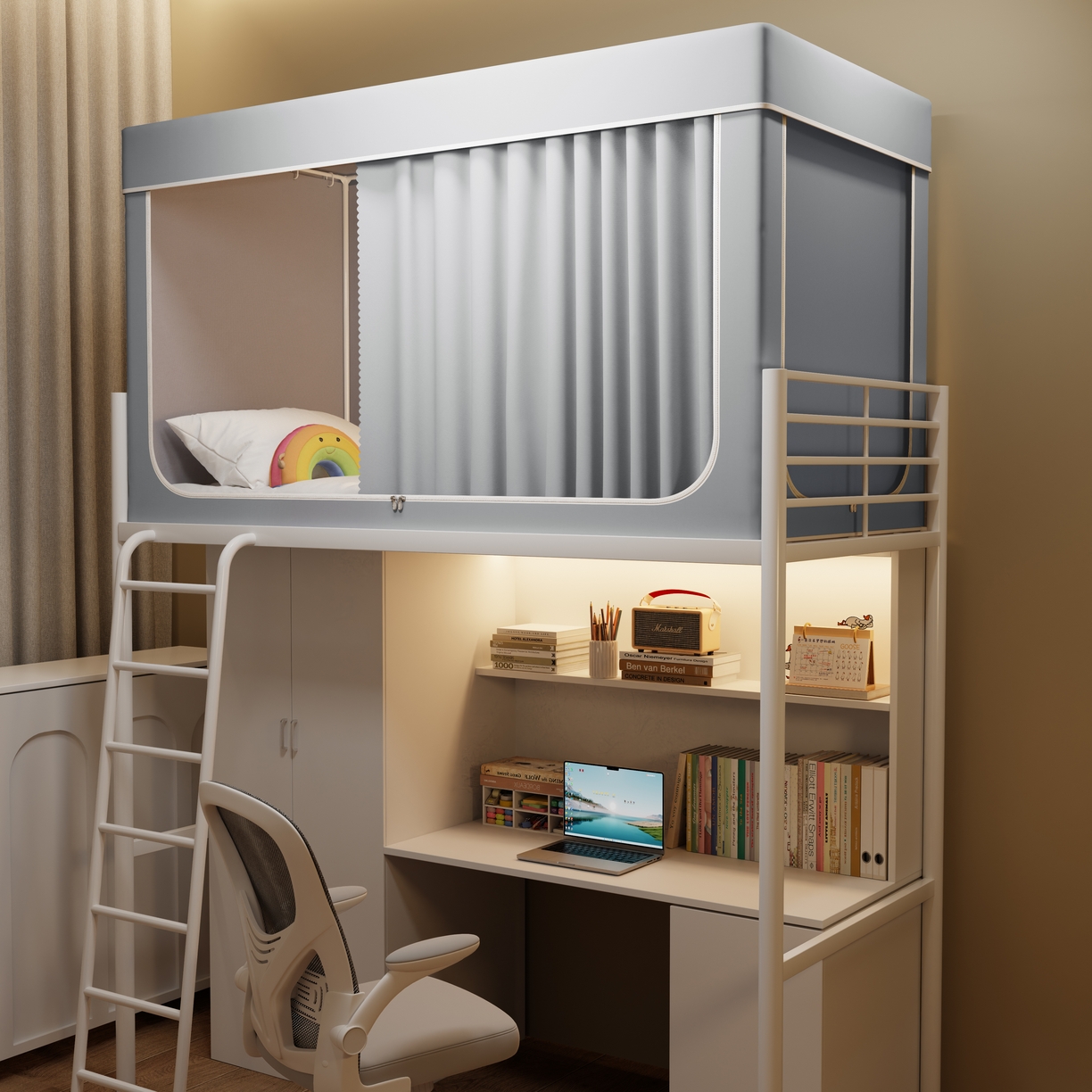 91家纺网 家纺一手货源 找家纺 伊而梦蚊帐2025新款升级非涂层静电植绒环保加厚加密透气五面强遮光100%物理遮光大空间0.9/1.2m学生蚊帐 玛瑙灰