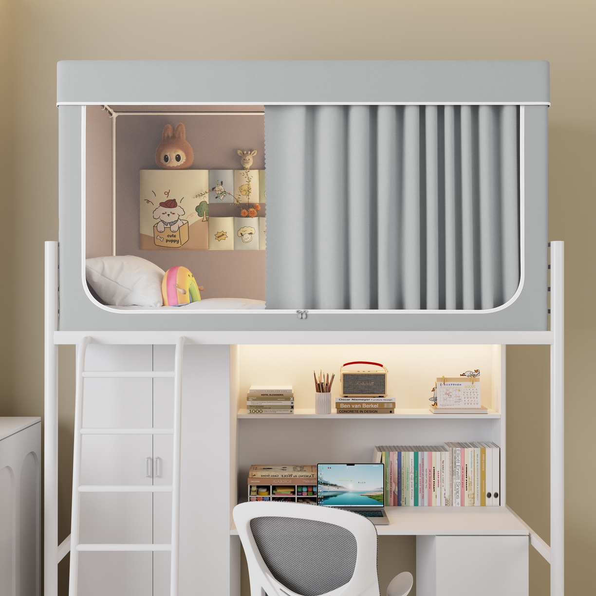 91家纺网 家纺一手货源 找家纺 伊而梦蚊帐2025新款升级非涂层静电植绒环保加厚加密透气五面强遮光100%物理遮光大空间0.9/1.2m学生蚊帐 玛瑙灰