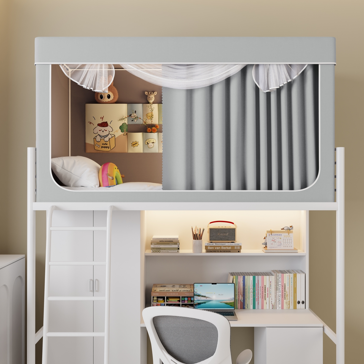 91家纺网 家纺一手货源 找家纺 伊而梦蚊帐2025新款升级非涂层静电植绒环保加厚加密透气五面强遮光100%物理遮光大空间0.9/1.2m学生蚊帐 玛瑙灰