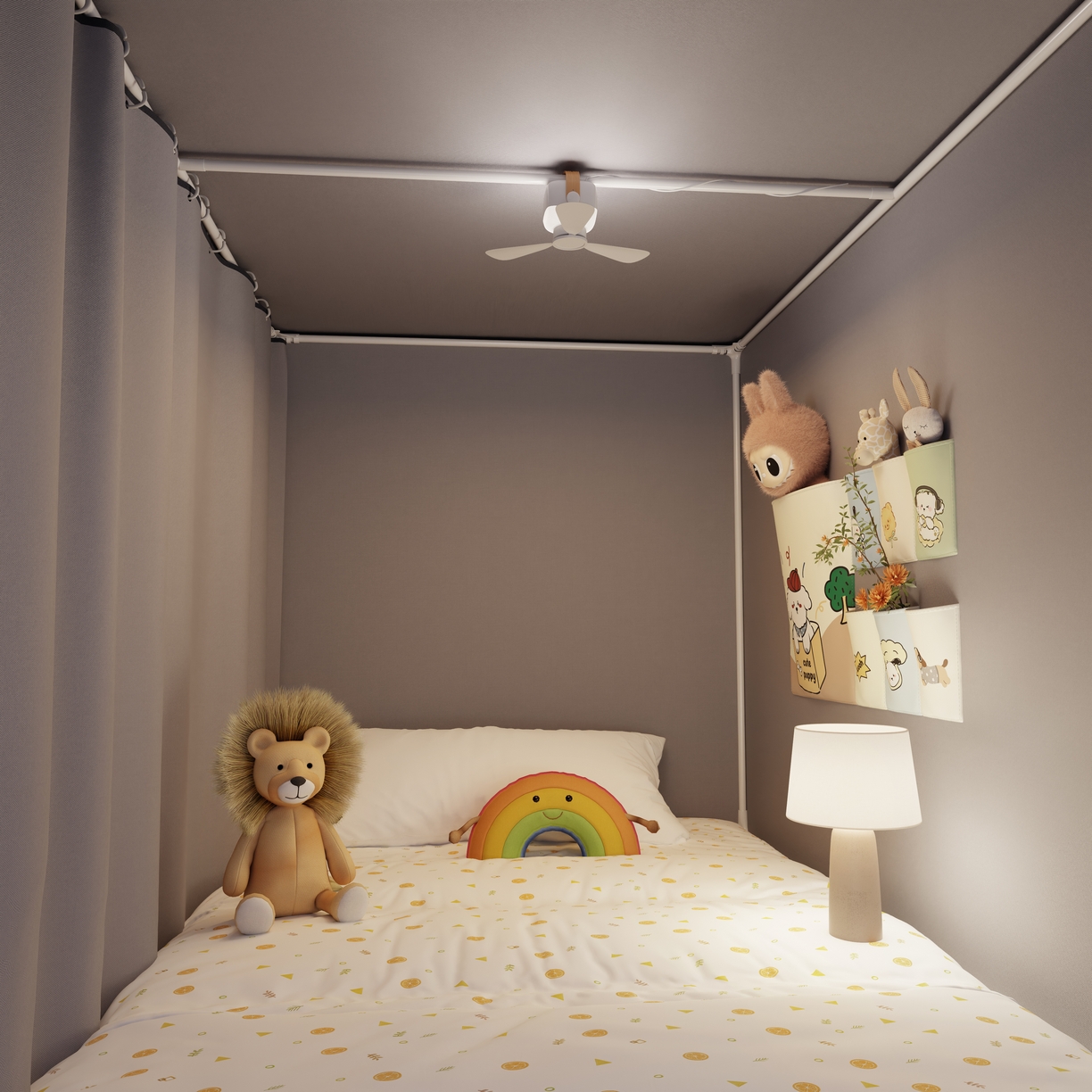 91家纺网 家纺一手货源 找家纺 伊而梦蚊帐2025新款升级非涂层静电植绒环保加厚加密透气五面强遮光100%物理遮光大空间0.9/1.2m学生蚊帐 玛瑙灰