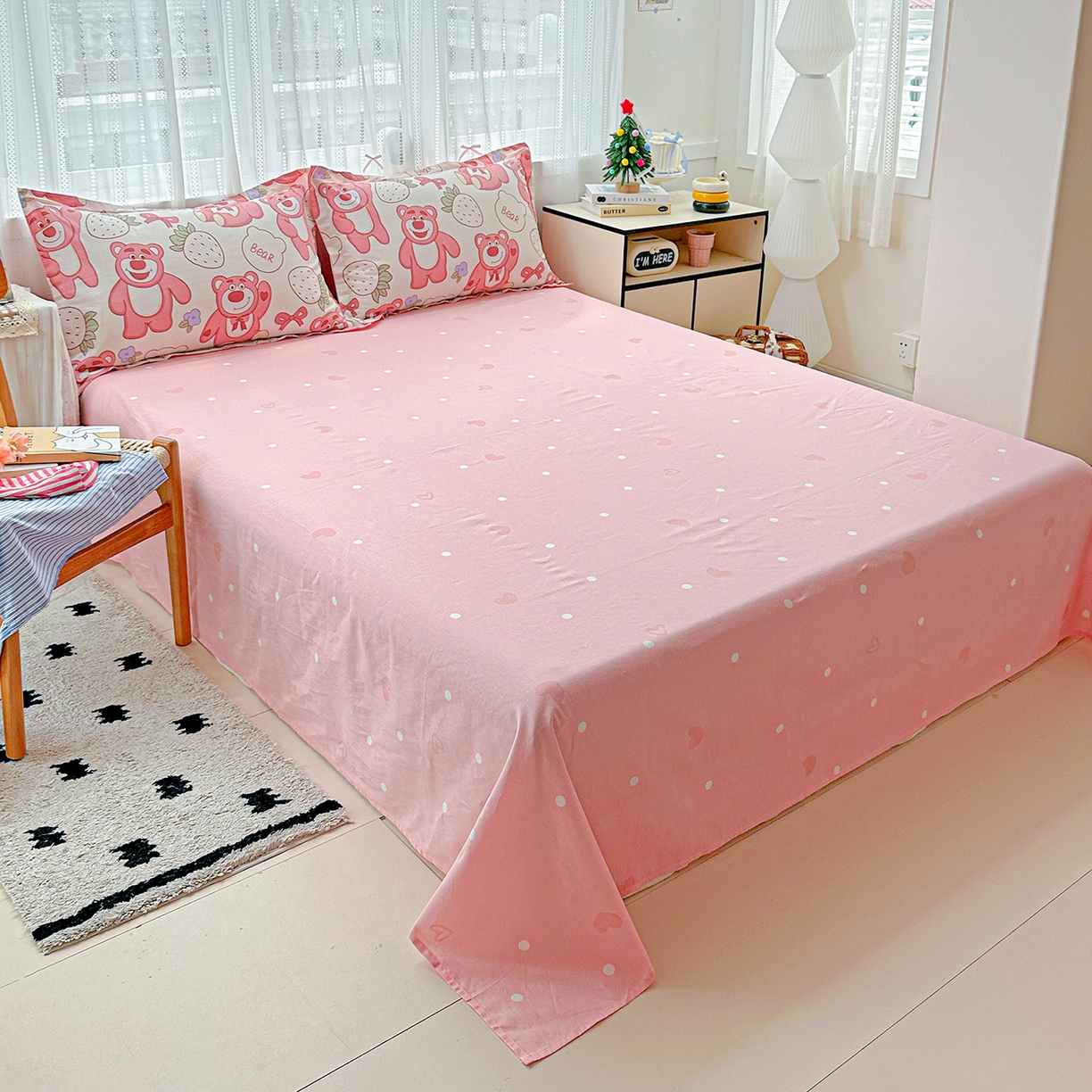 91家纺网 家纺一手货源 找家纺 恩泽家纺 2025新款全棉纯棉12868喷气印花系列四件套-第二批 草莓熊