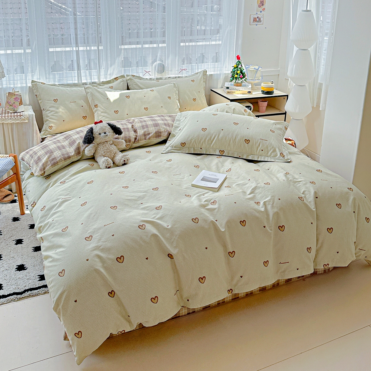 91家纺网 家纺一手货源 找家纺 恩泽家纺 2025新款全棉纯棉12868喷气印花系列四件套-第二批 初恋心