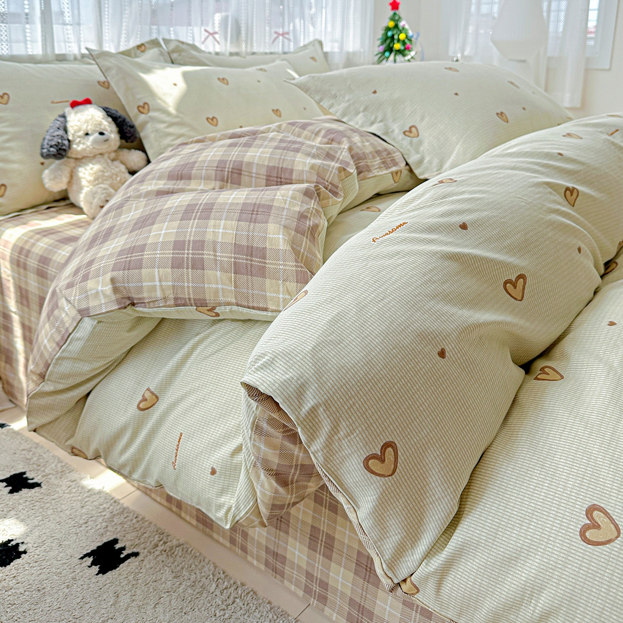 91家纺网 家纺一手货源 找家纺 恩泽家纺 2025新款全棉纯棉12868喷气印花系列四件套-第二批 初恋心