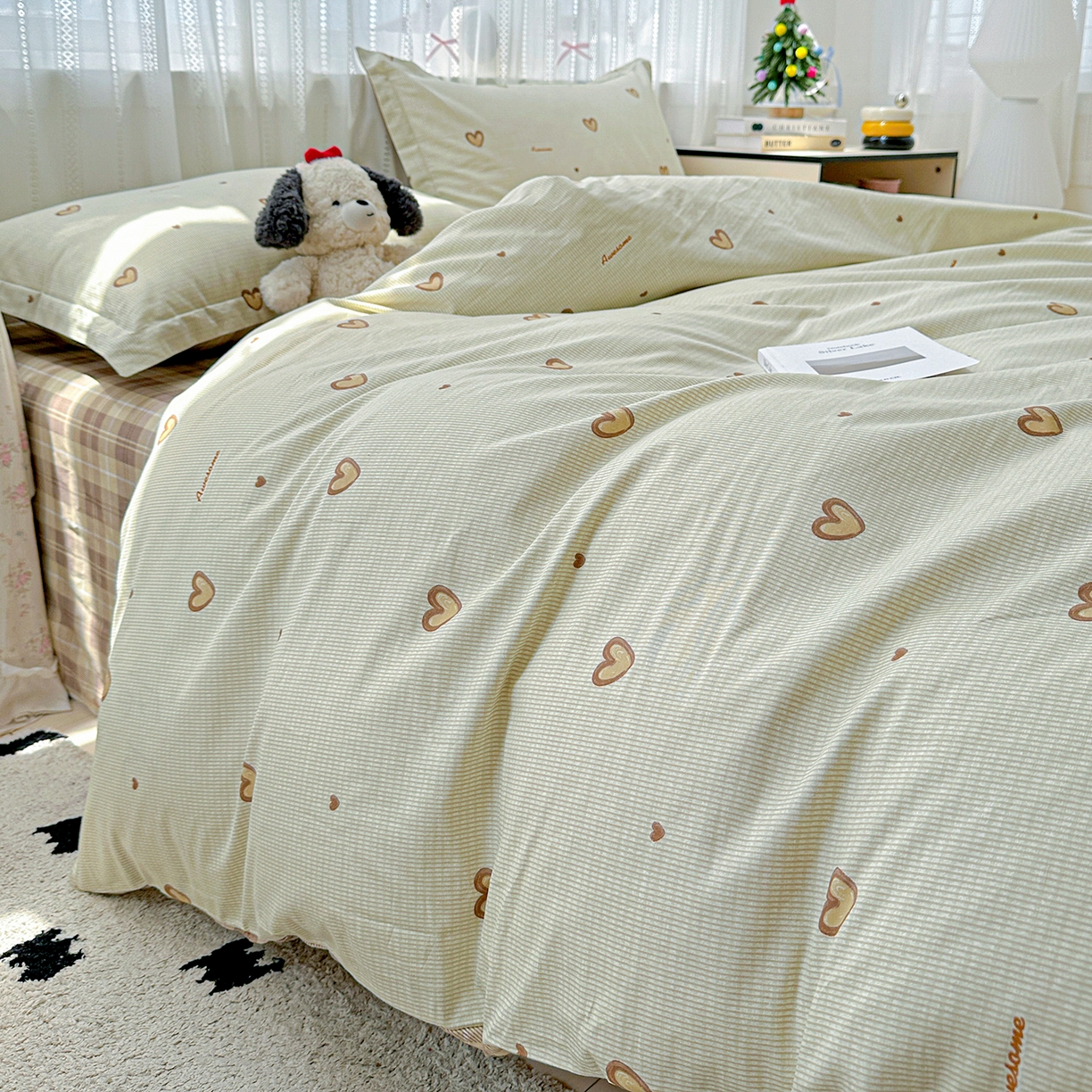 91家纺网 家纺一手货源 找家纺 恩泽家纺 2025新款全棉纯棉12868喷气印花系列四件套-第二批 初恋心