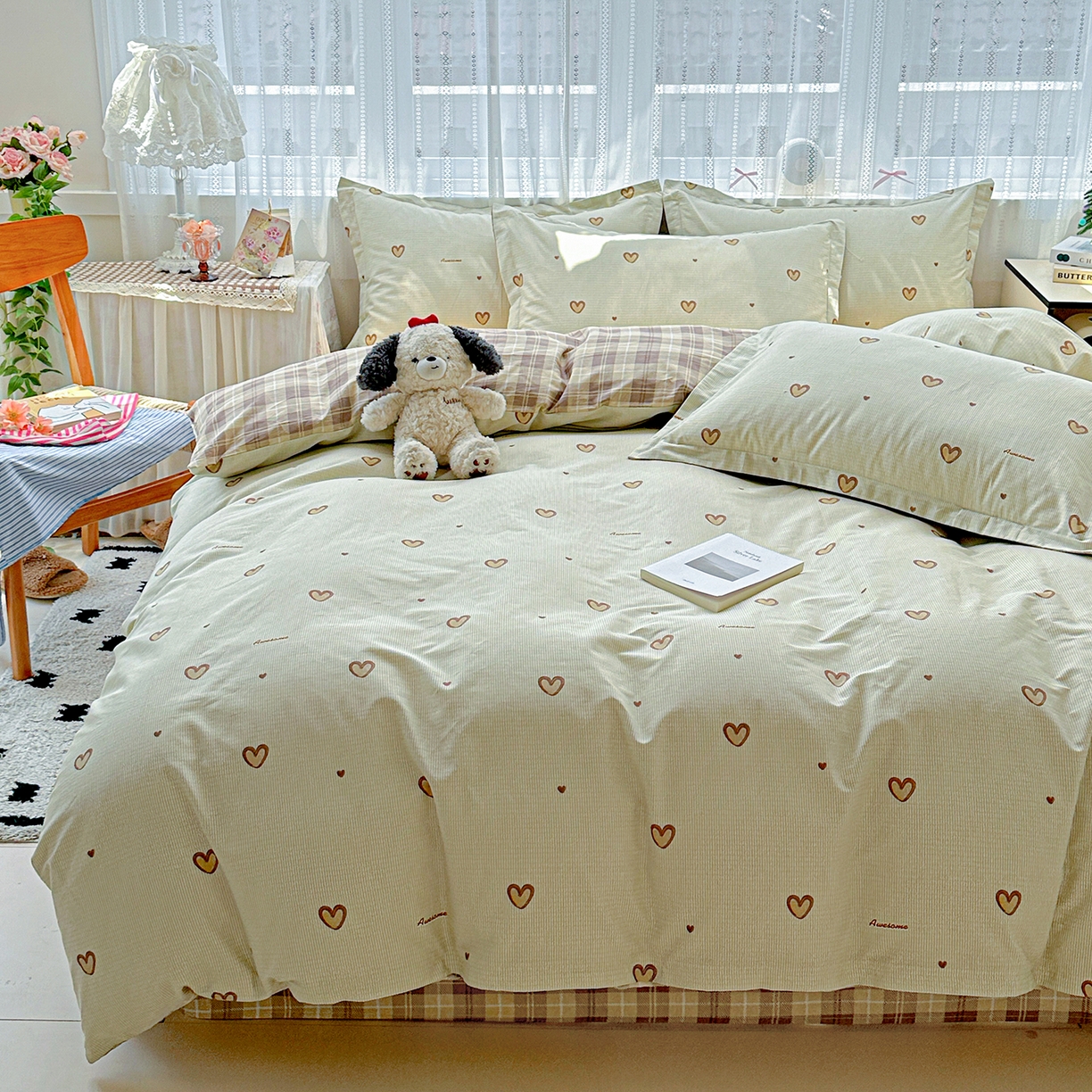 91家纺网 家纺一手货源 找家纺 恩泽家纺 2025新款全棉纯棉12868喷气印花系列四件套-第二批 初恋心