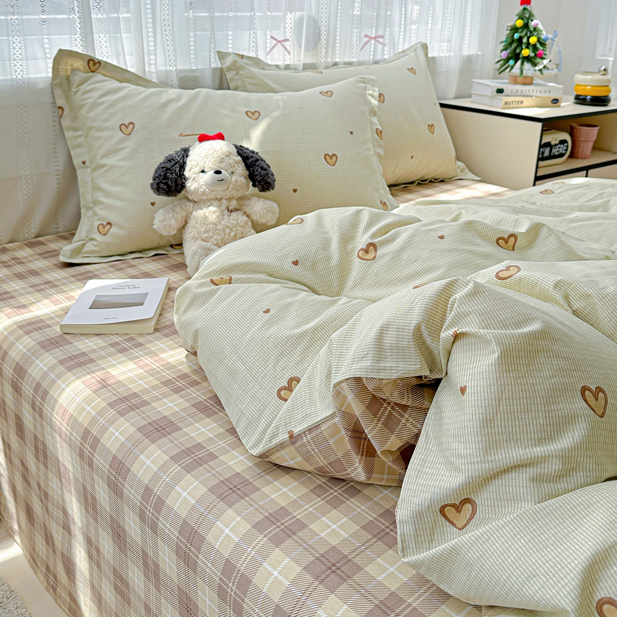 91家纺网 家纺一手货源 找家纺 恩泽家纺 2025新款全棉纯棉12868喷气印花系列四件套-第二批 初恋心