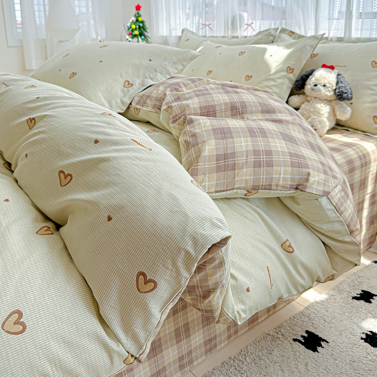 91家纺网 家纺一手货源 找家纺 恩泽家纺 2025新款全棉纯棉12868喷气印花系列四件套-第二批 初恋心