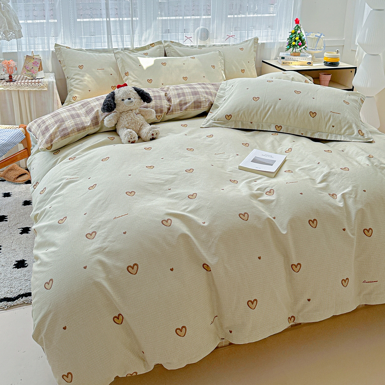 91家纺网 家纺一手货源 找家纺 恩泽家纺 2025新款全棉纯棉12868喷气印花系列四件套-第二批 初恋心