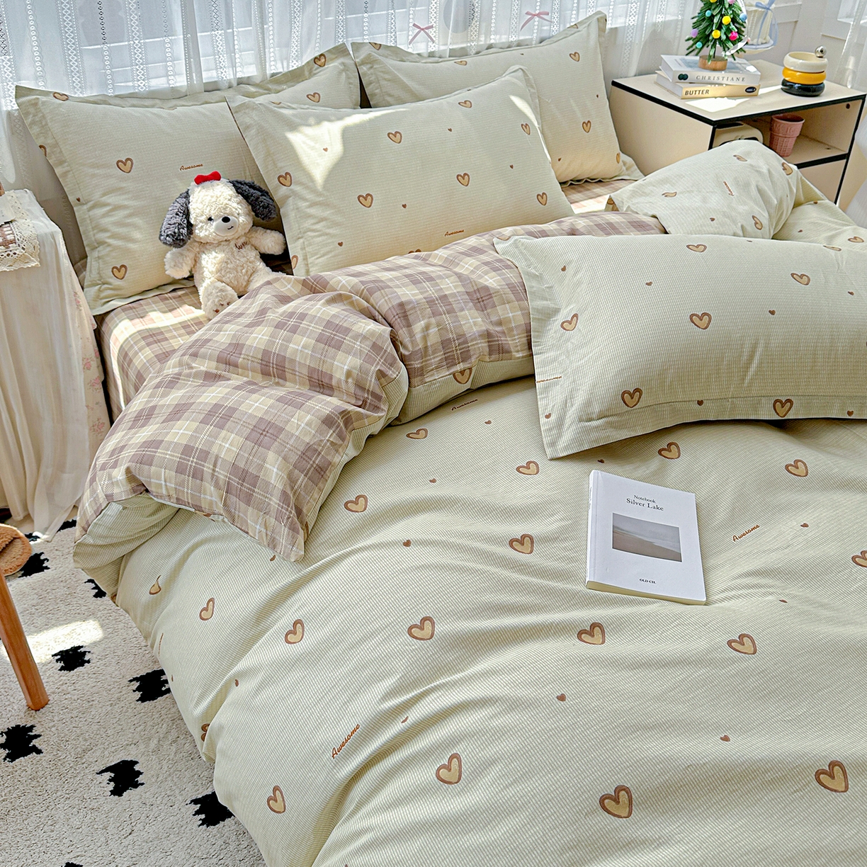 91家纺网 家纺一手货源 找家纺 恩泽家纺 2025新款全棉纯棉12868喷气印花系列四件套-第二批 初恋心