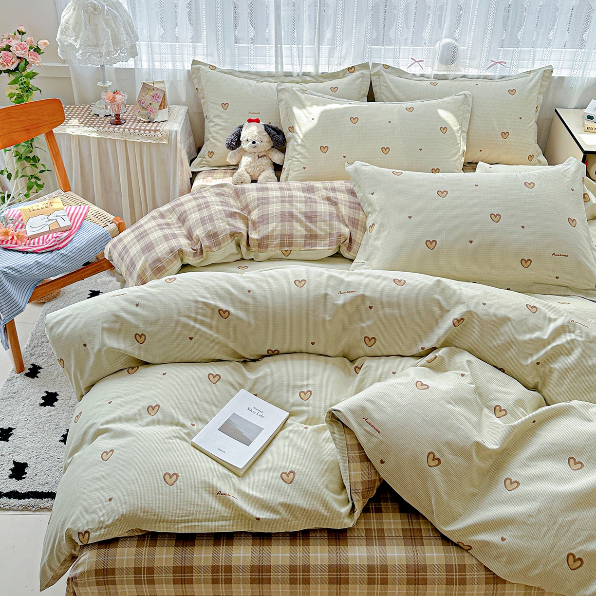 91家纺网 家纺一手货源 找家纺 恩泽家纺 2025新款全棉纯棉12868喷气印花系列四件套-第二批 初恋心