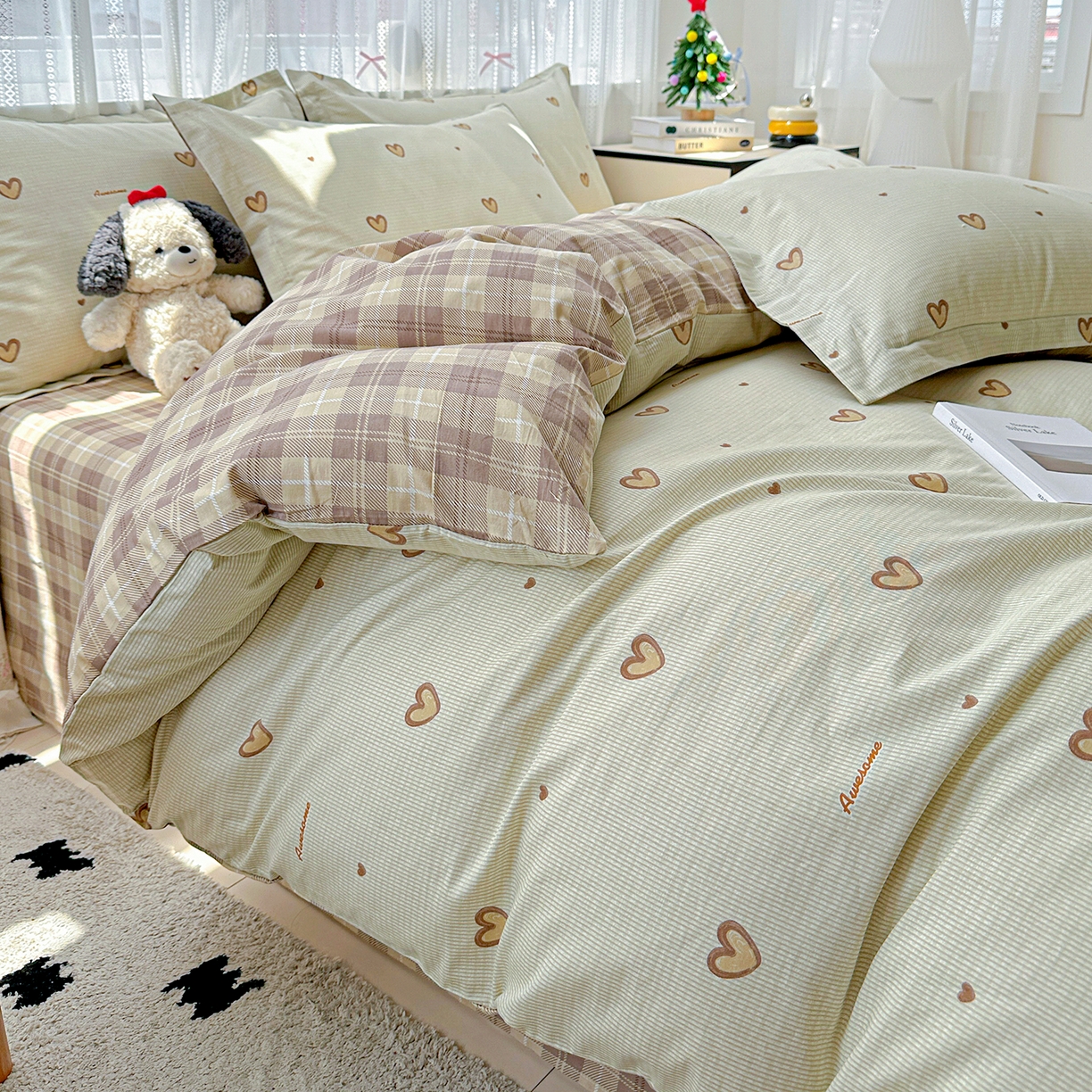 91家纺网 家纺一手货源 找家纺 恩泽家纺 2025新款全棉纯棉12868喷气印花系列四件套-第二批 初恋心