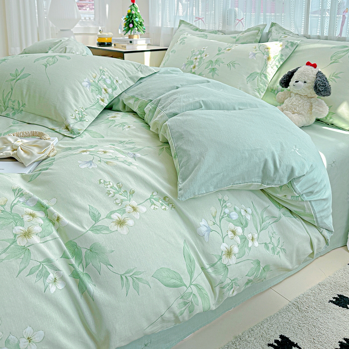 91家纺网 家纺一手货源 找家纺 恩泽家纺 2025新款全棉纯棉12868喷气印花系列四件套-第二批 东方树叶