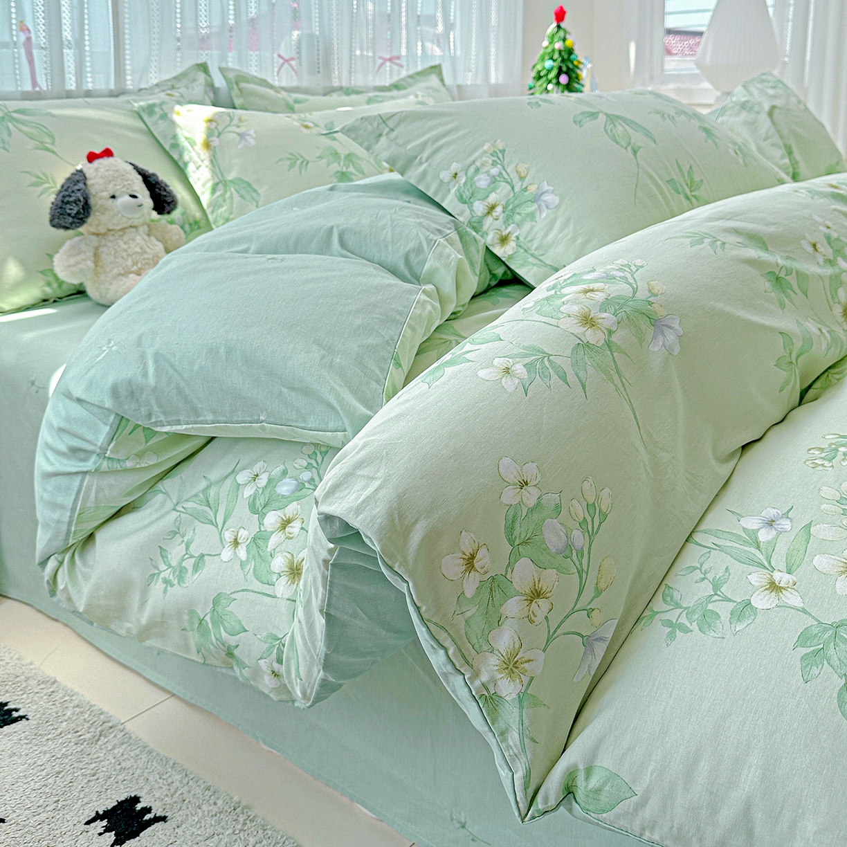 91家纺网 家纺一手货源 找家纺 恩泽家纺 2025新款全棉纯棉12868喷气印花系列四件套-第二批 东方树叶