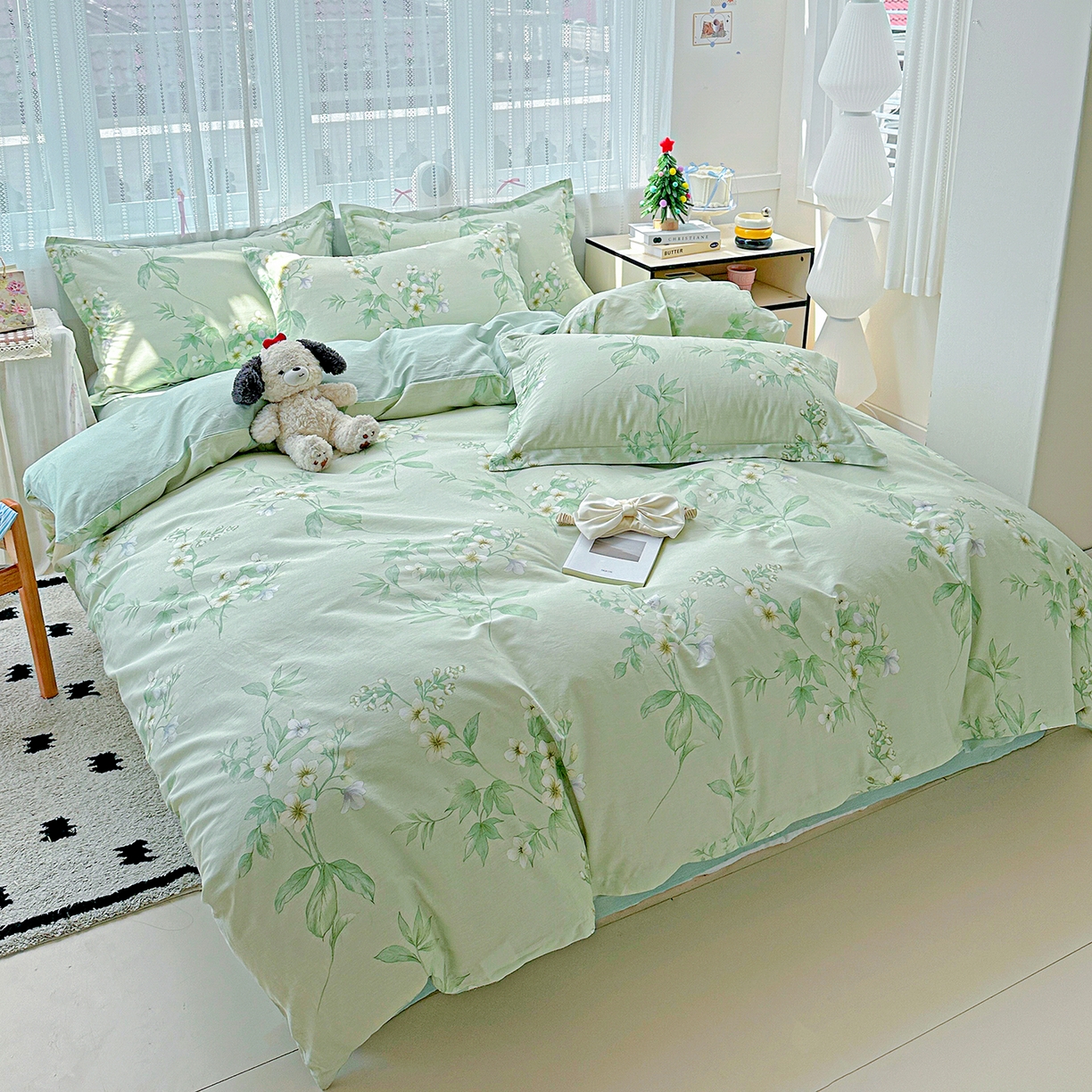 91家纺网 家纺一手货源 找家纺 恩泽家纺 2025新款全棉纯棉12868喷气印花系列四件套-第二批 东方树叶