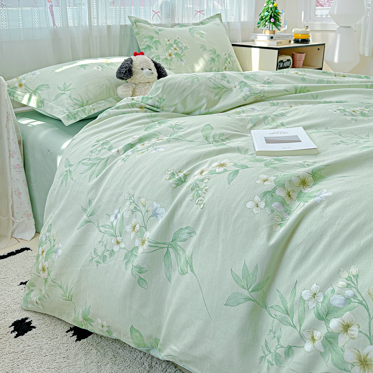 91家纺网 家纺一手货源 找家纺 恩泽家纺 2025新款全棉纯棉12868喷气印花系列四件套-第二批 东方树叶