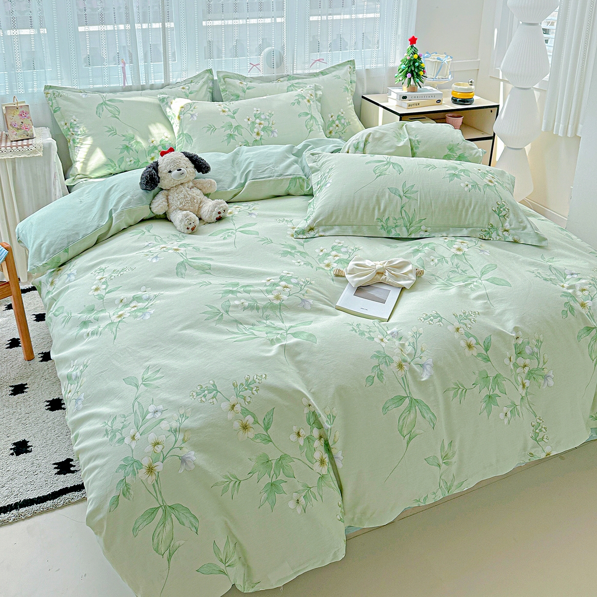 91家纺网 家纺一手货源 找家纺 恩泽家纺 2025新款全棉纯棉12868喷气印花系列四件套-第二批 东方树叶