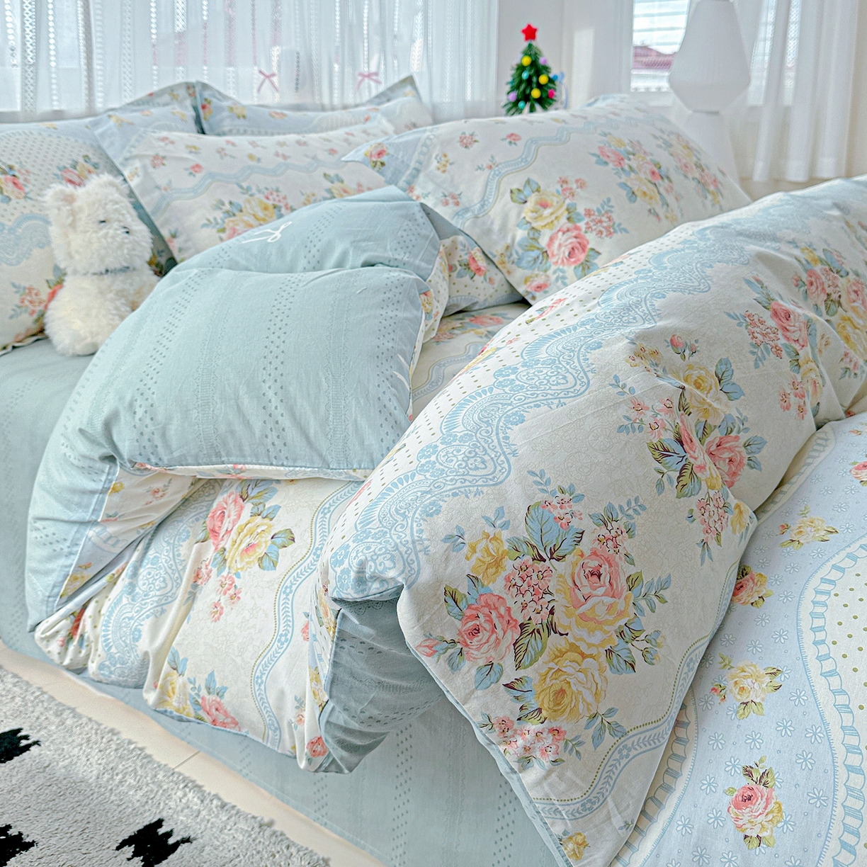 91家纺网 家纺一手货源 找家纺 恩泽家纺 2025新款全棉纯棉12868喷气印花系列四件套-第二批 法式小香