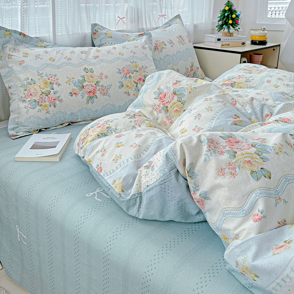 91家纺网 家纺一手货源 找家纺 恩泽家纺 2025新款全棉纯棉12868喷气印花系列四件套-第二批 法式小香