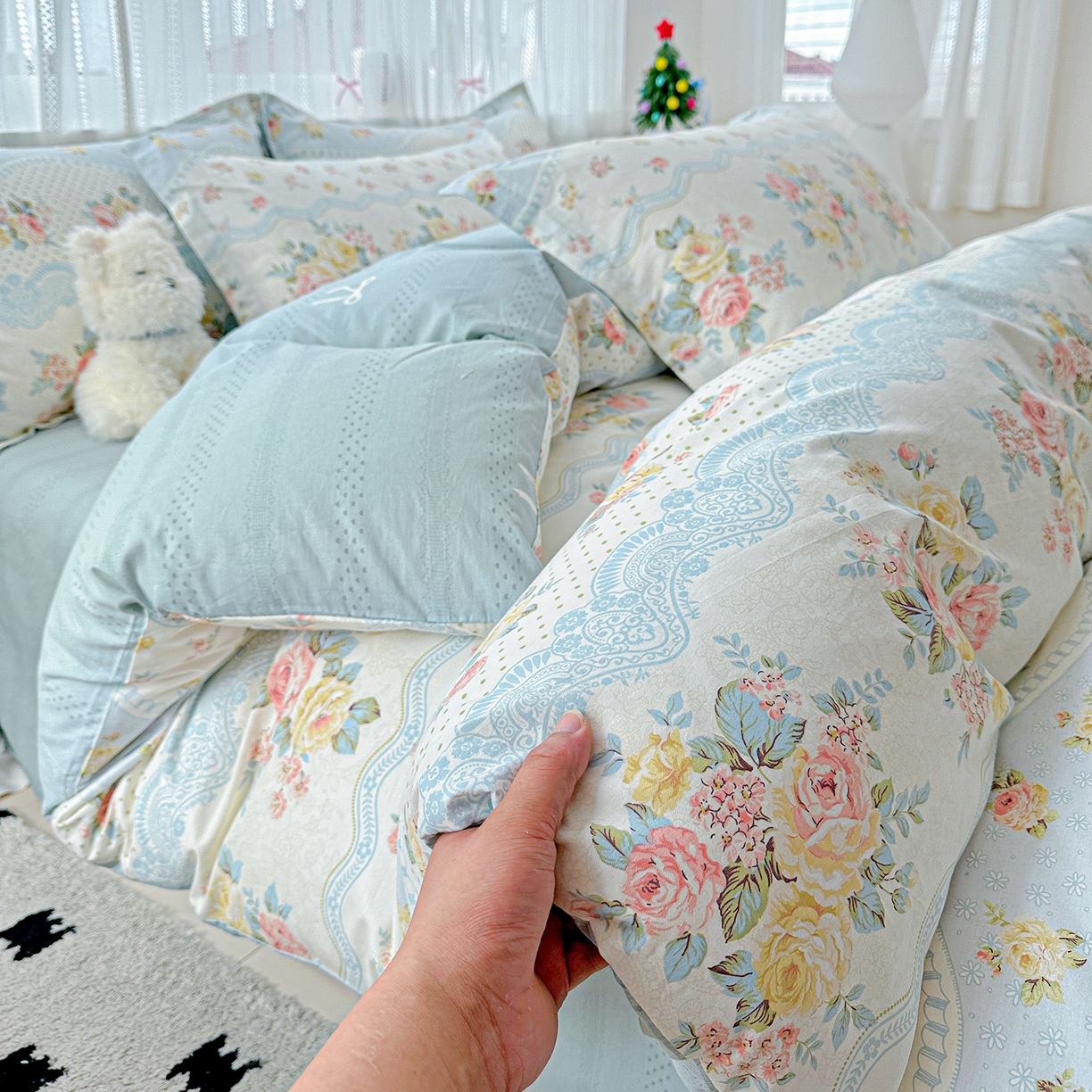 91家纺网 家纺一手货源 找家纺 恩泽家纺 2025新款全棉纯棉12868喷气印花系列四件套-第二批 法式小香