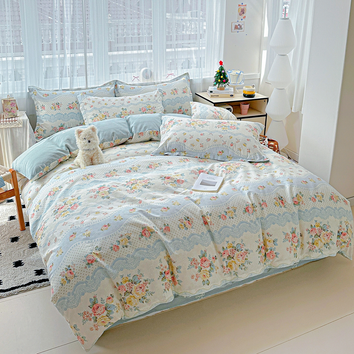 91家纺网 家纺一手货源 找家纺 恩泽家纺 2025新款全棉纯棉12868喷气印花系列四件套-第二批 法式小香