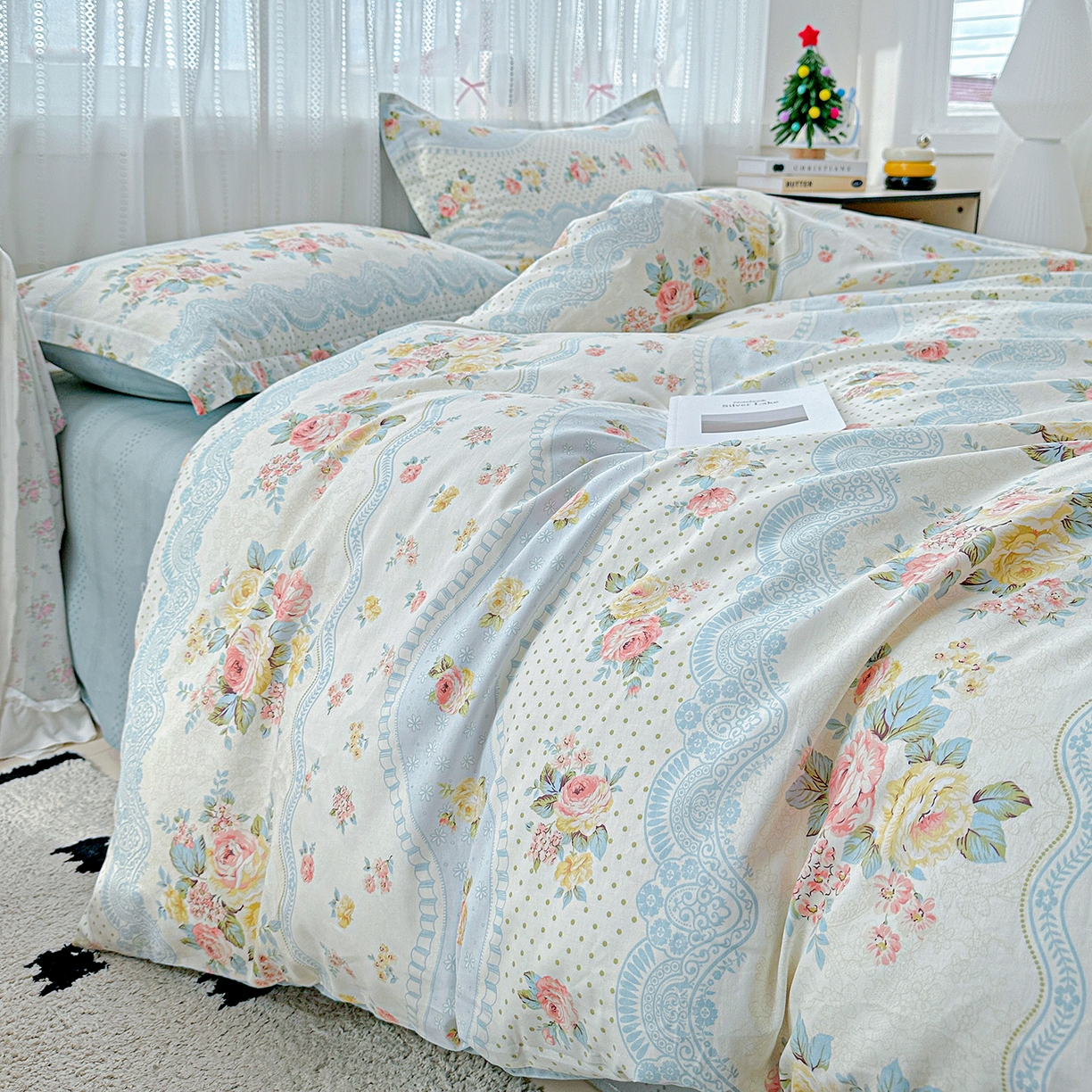 91家纺网 家纺一手货源 找家纺 恩泽家纺 2025新款全棉纯棉12868喷气印花系列四件套-第二批 法式小香