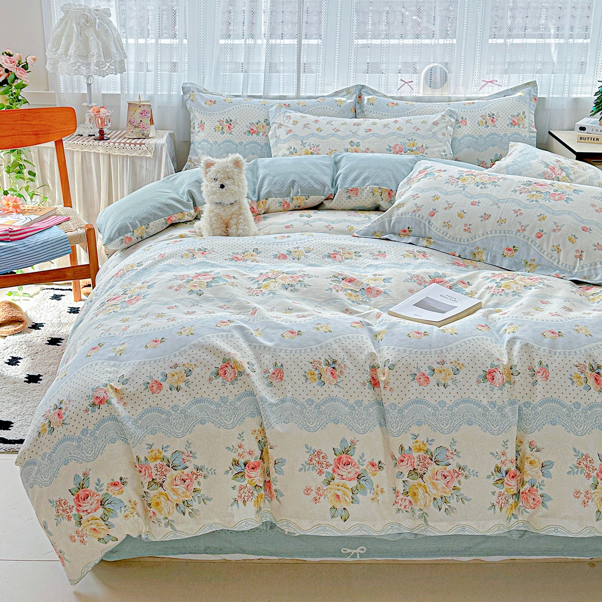 91家纺网 家纺一手货源 找家纺 恩泽家纺 2025新款全棉纯棉12868喷气印花系列四件套-第二批 法式小香