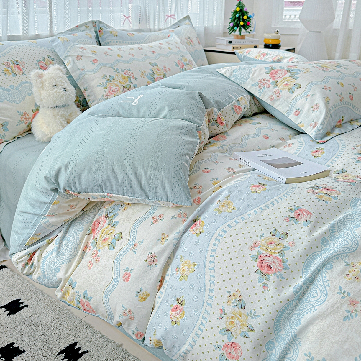 91家纺网 家纺一手货源 找家纺 恩泽家纺 2025新款全棉纯棉12868喷气印花系列四件套-第二批 法式小香