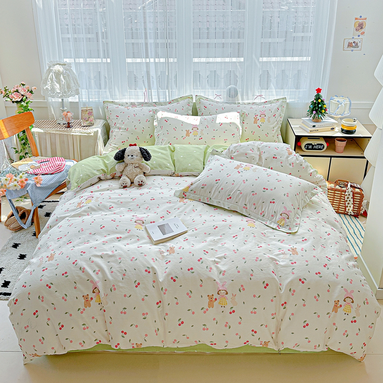 恩泽家纺 2025新款全棉纯棉12868喷气印花系列四件套-第二批 花季少女