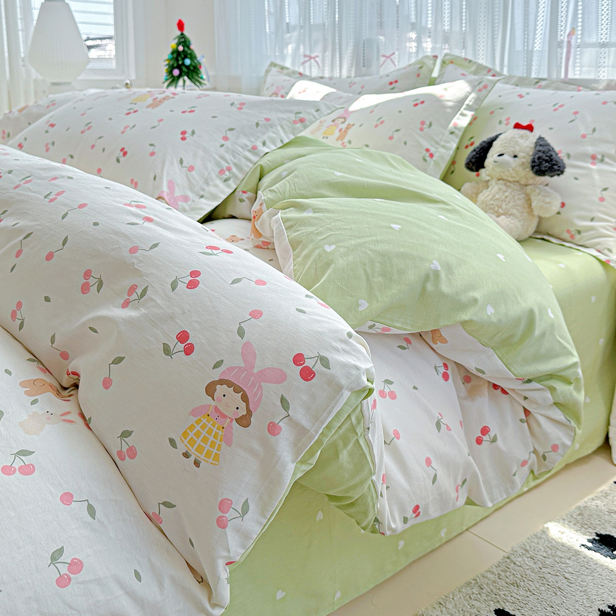 91家纺网 家纺一手货源 找家纺 恩泽家纺 2025新款全棉纯棉12868喷气印花系列四件套-第二批 花季少女