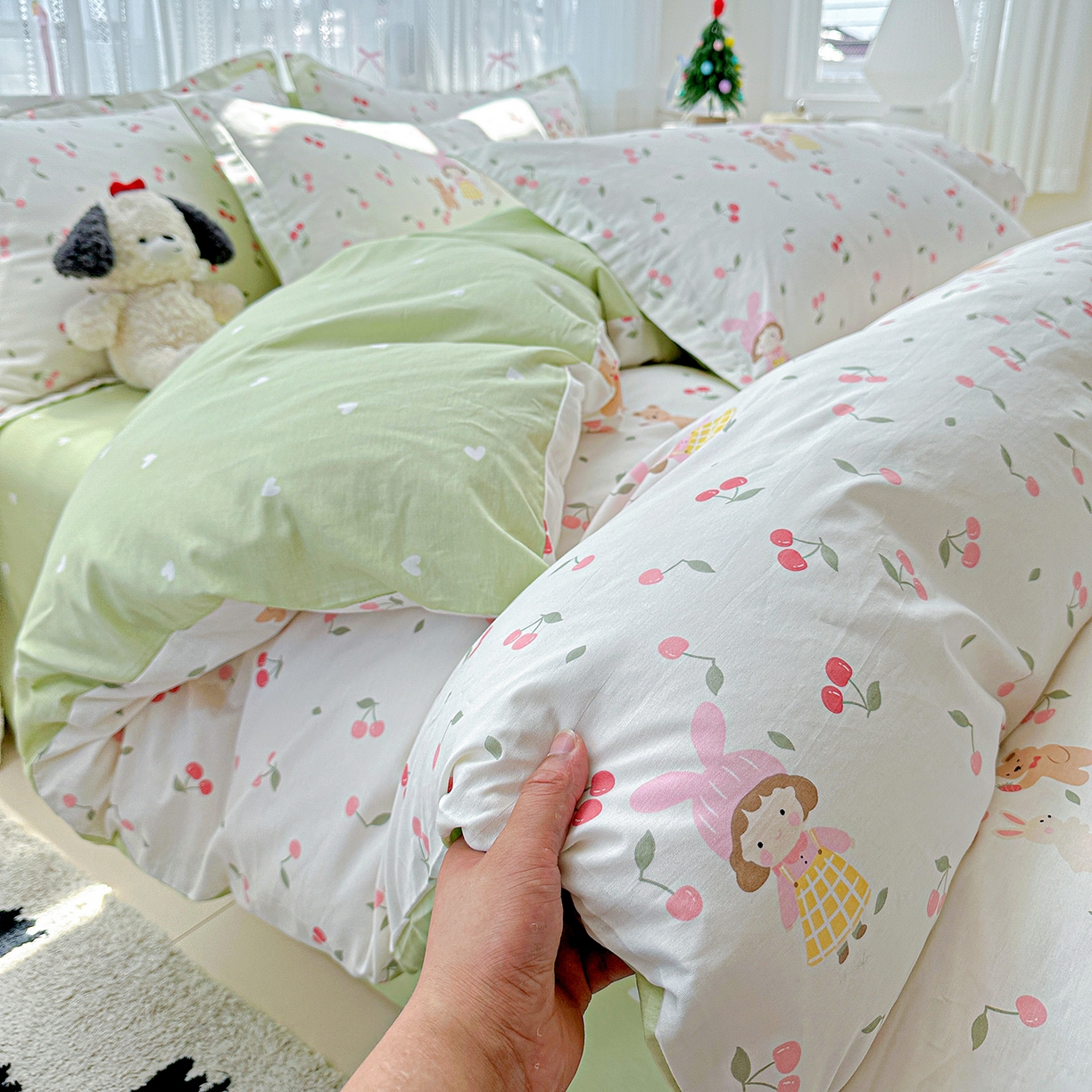 91家纺网 家纺一手货源 找家纺 恩泽家纺 2025新款全棉纯棉12868喷气印花系列四件套-第二批 花季少女