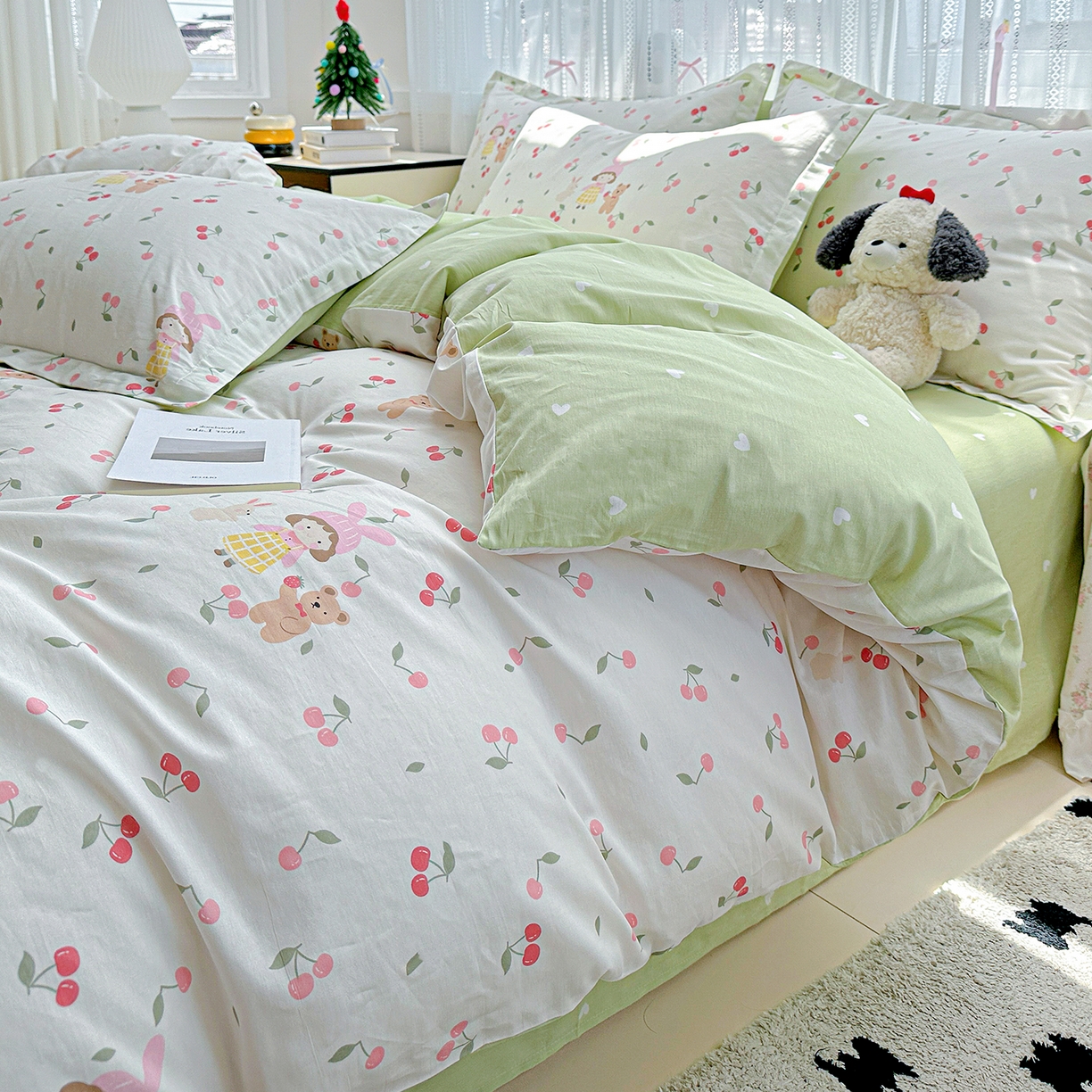 91家纺网 家纺一手货源 找家纺 恩泽家纺 2025新款全棉纯棉12868喷气印花系列四件套-第二批 花季少女