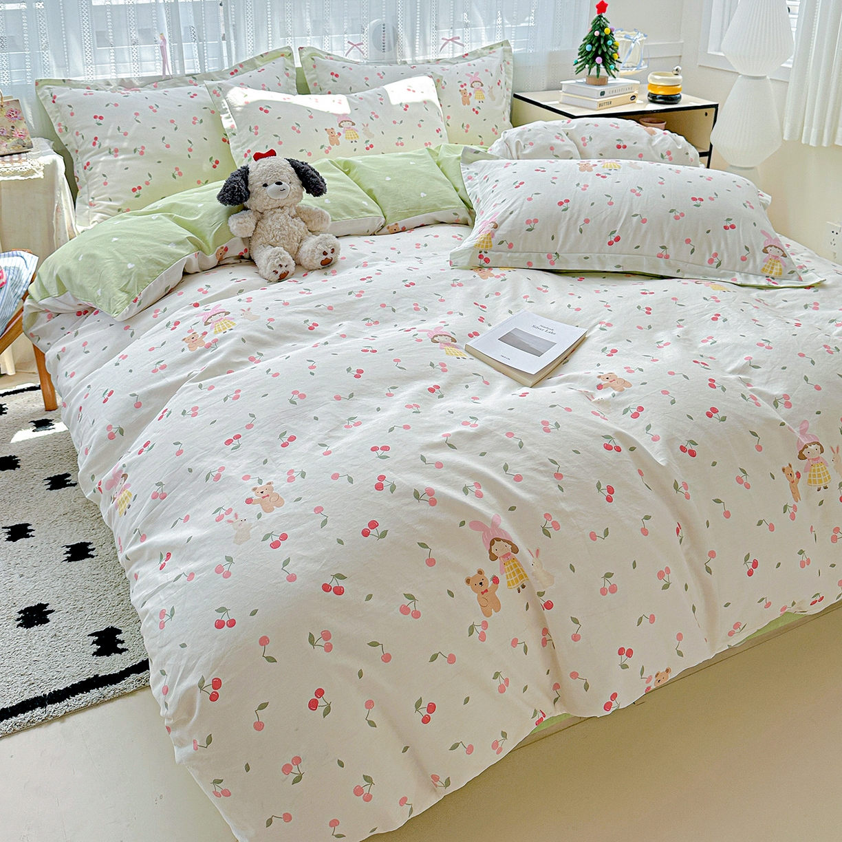 91家纺网 家纺一手货源 找家纺 恩泽家纺 2025新款全棉纯棉12868喷气印花系列四件套-第二批 花季少女