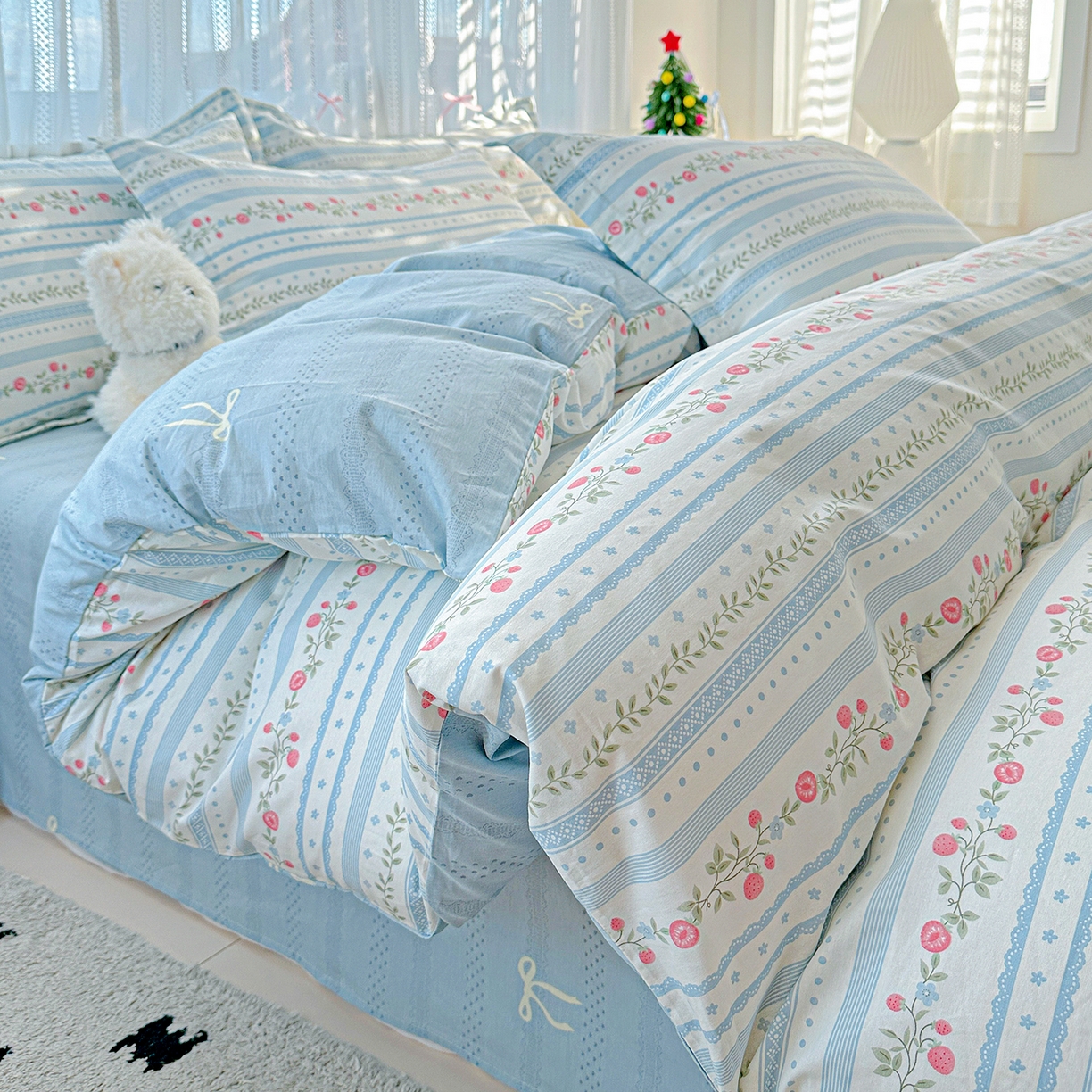 91家纺网 家纺一手货源 找家纺 恩泽家纺 2025新款全棉纯棉12868喷气印花系列四件套-第二批 花梦间