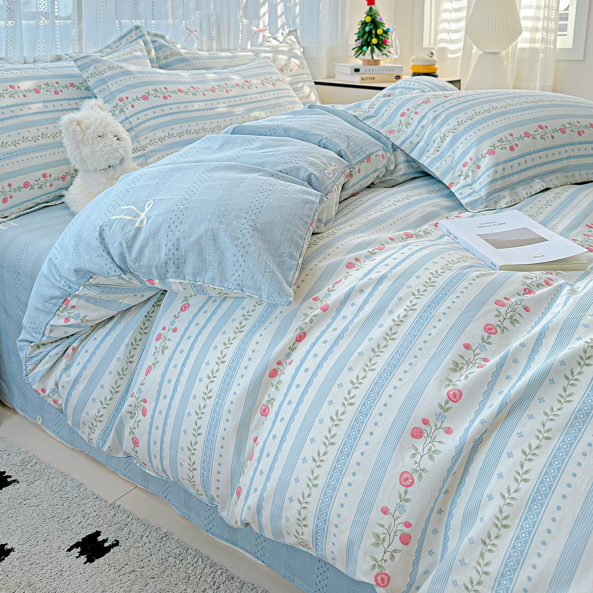 91家纺网 家纺一手货源 找家纺 恩泽家纺 2025新款全棉纯棉12868喷气印花系列四件套-第二批 花梦间