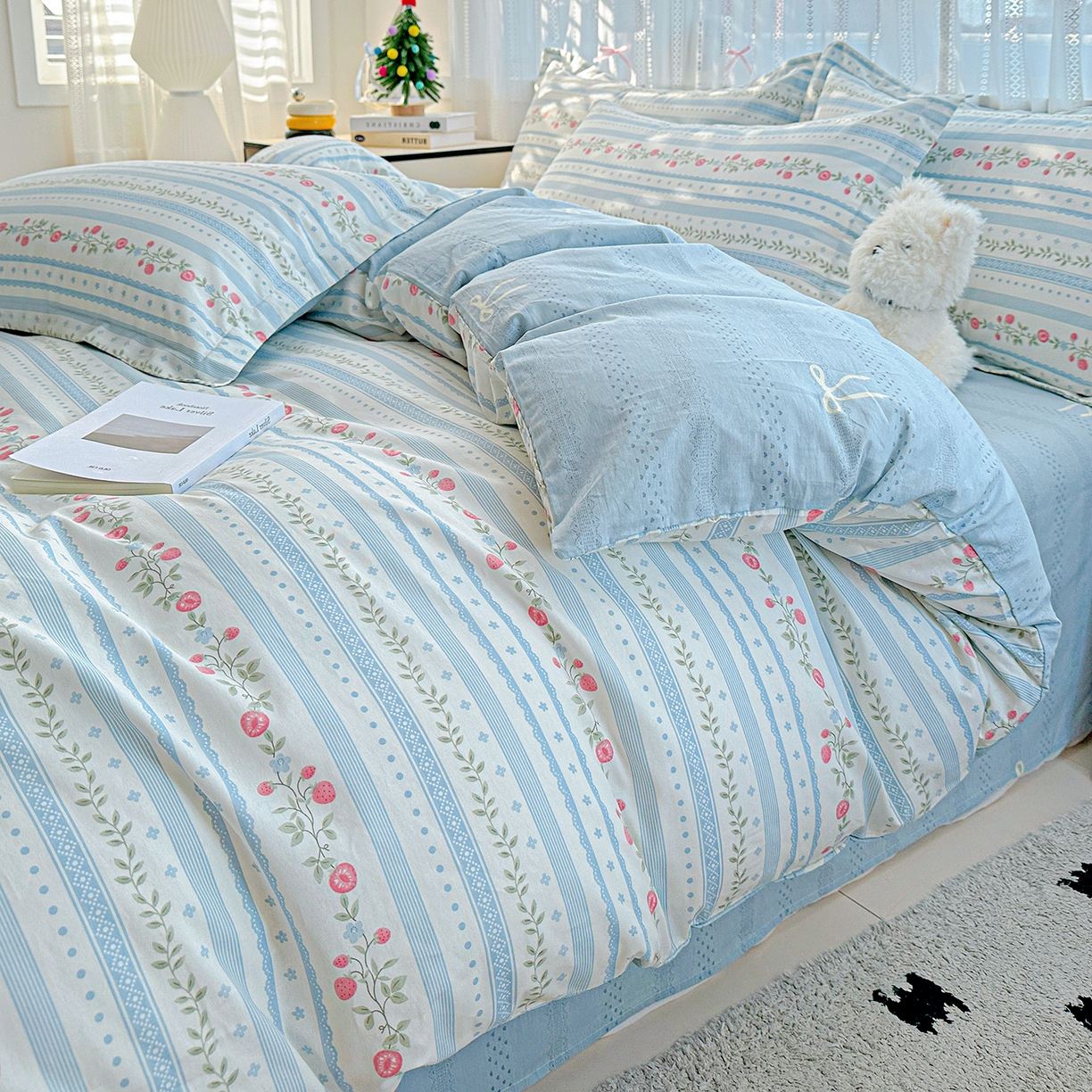 91家纺网 家纺一手货源 找家纺 恩泽家纺 2025新款全棉纯棉12868喷气印花系列四件套-第二批 花梦间