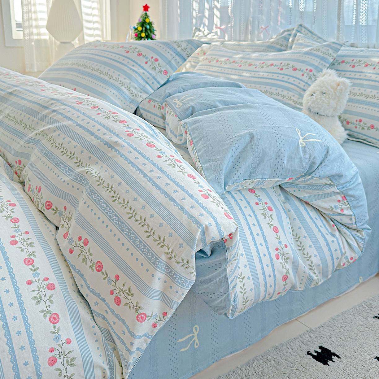 91家纺网 家纺一手货源 找家纺 恩泽家纺 2025新款全棉纯棉12868喷气印花系列四件套-第二批 花梦间