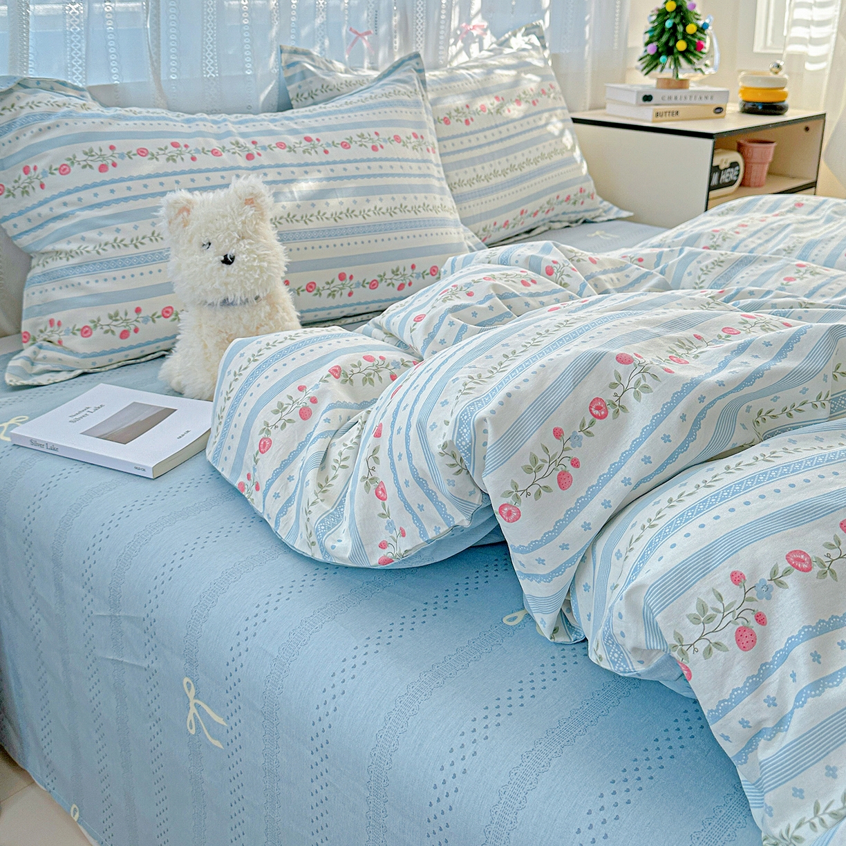 91家纺网 家纺一手货源 找家纺 恩泽家纺 2025新款全棉纯棉12868喷气印花系列四件套-第二批 花梦间