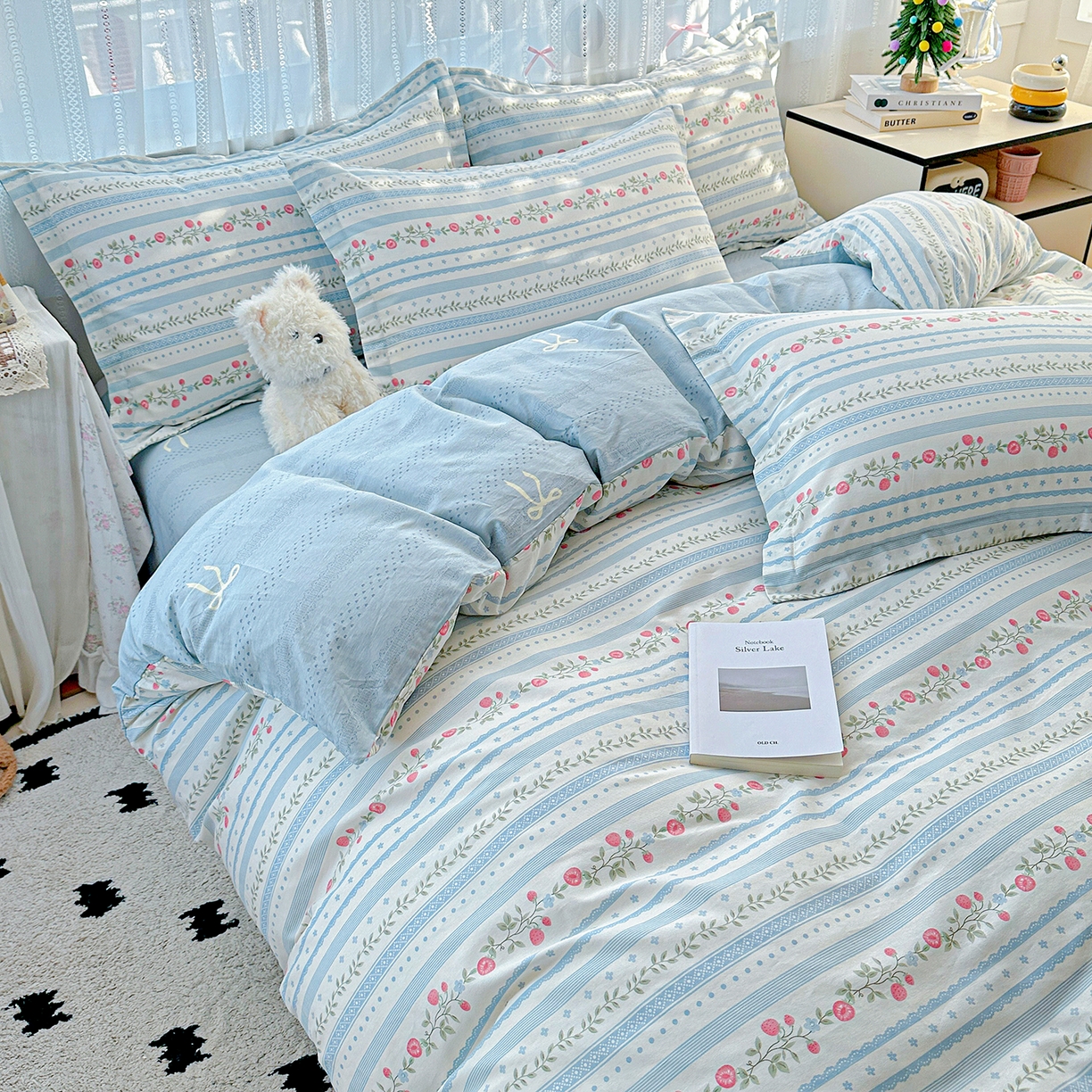 91家纺网 家纺一手货源 找家纺 恩泽家纺 2025新款全棉纯棉12868喷气印花系列四件套-第二批 花梦间