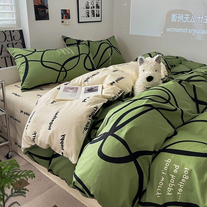 91家纺网 家纺一手货源 找家纺 （总）吉象家纺 2025新款全棉纯棉印花北欧简约系列四件套