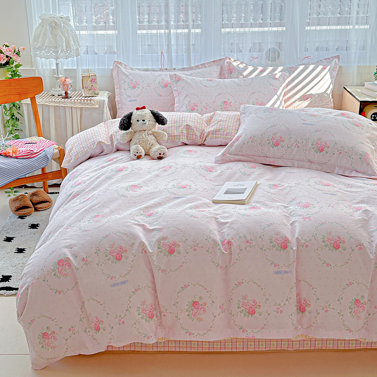 91家纺网 家纺一手货源 找家纺 恩泽家纺 2025新款全棉纯棉12868喷气印花系列四件套-第二批 花香丽影