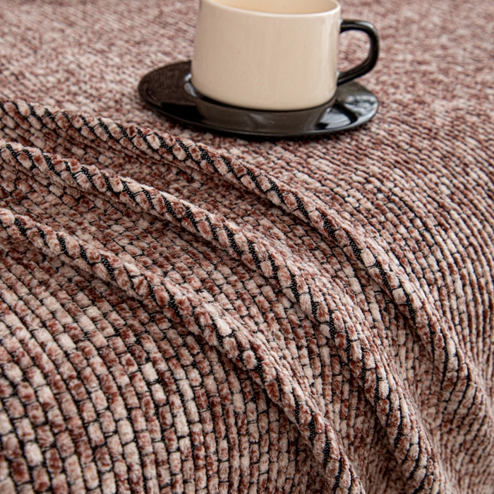 91家纺网 家纺一手货源 找家纺 沐沐家纺 2026新款亲肤舒适炫彩沙发巾 豆沙色