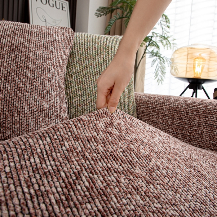 91家纺网 家纺一手货源 找家纺 沐沐家纺 2026新款亲肤舒适炫彩沙发巾 豆沙色