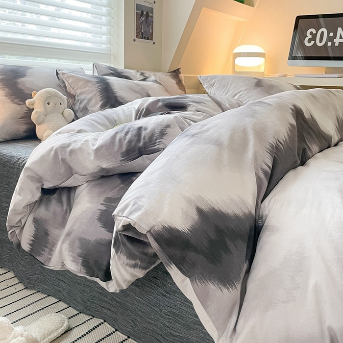 91家纺网 家纺一手货源 找家纺 吉象家纺 2025新款全棉纯棉印花北欧简约系列四件套 水墨画