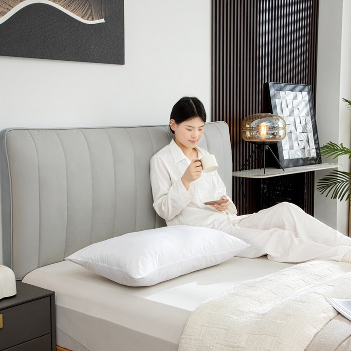 91家纺网 家纺一手货源 找家纺 沐沐家纺 2026新款亲肤舒适简约科技布床头罩 灰色