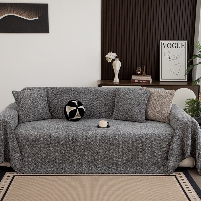 91家纺网 家纺一手货源 找家纺 沐沐家纺 2026新款亲肤舒适炫彩沙发巾 灰色