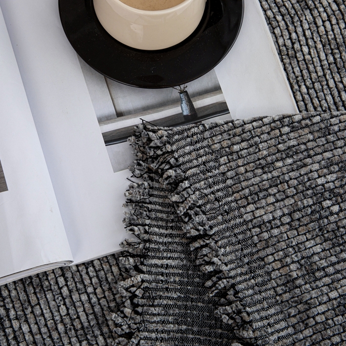 91家纺网 家纺一手货源 找家纺 沐沐家纺 2026新款亲肤舒适炫彩沙发巾 灰色